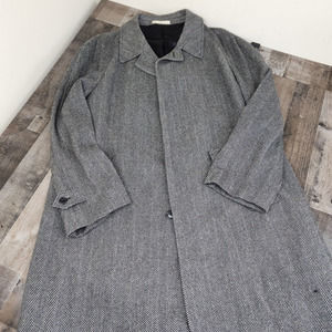 Mens Joseph Abboud size 46 Herringbone Wool Button Long Peacoat Jacket